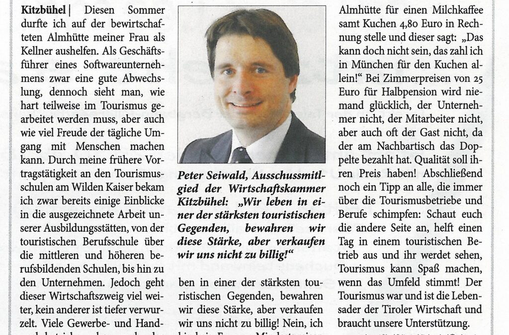 Den Tourismus stärken!