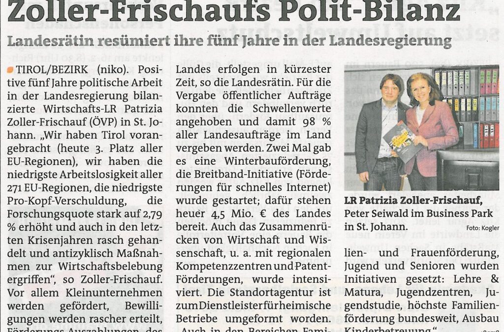 Zoller-Frischaufs Polit-Bilanz