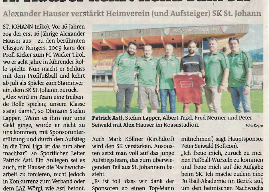 Alexander Hauser kehrt heim zum SK