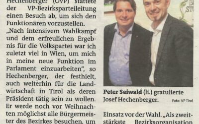 NR Josef Hechenberger besuchte die Bezirks-ÖVP