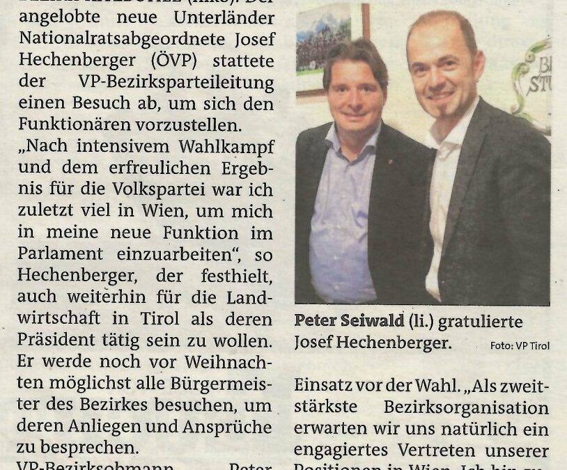 NR Josef Hechenberger besuchte die Bezirks-ÖVP