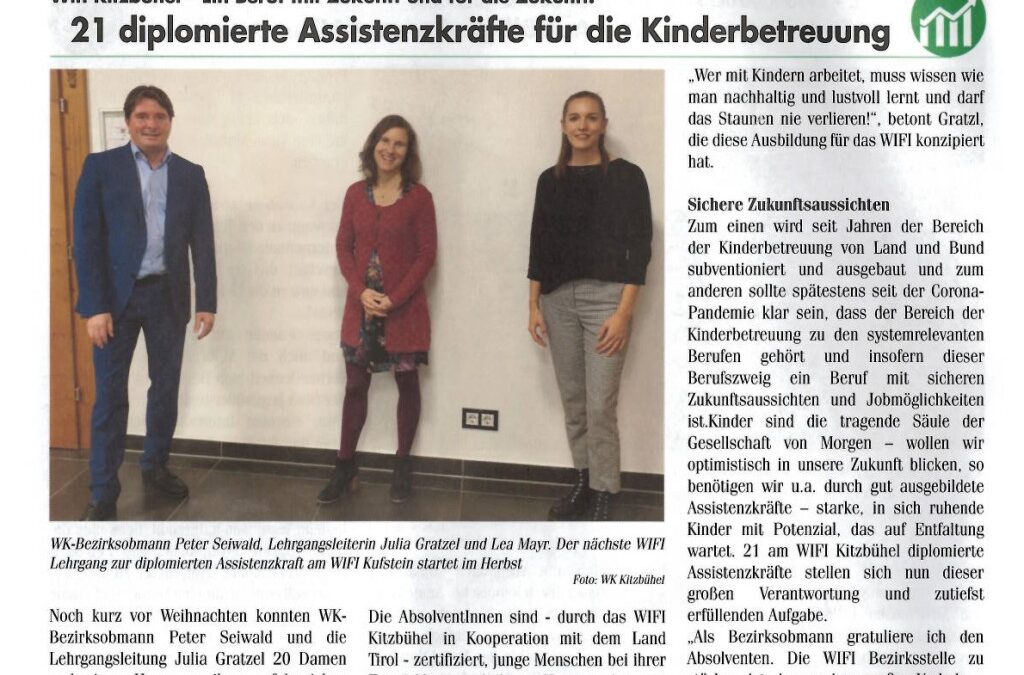 21 diplomierte Assistenzkräfte für die Kinderbetreuung