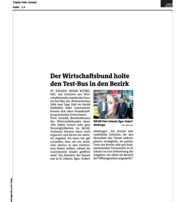 Der Wirtschaftsbund holte den Test-Bus in den Bezirk