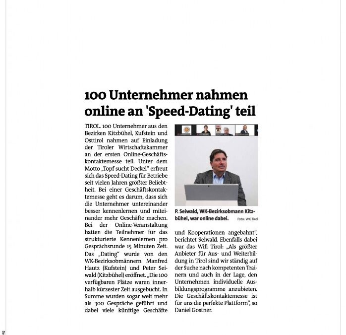 100 Unternehmer nahmen online an „Speed-Dating“ teil