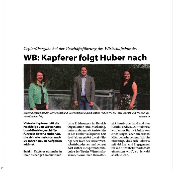 WB: Kapferer folgt Huber nach