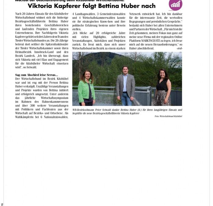 Viktoria Kapferer folgt Bettina Huber nach