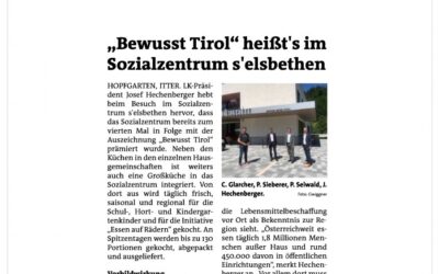 „Bewusst Tirol“ heißt´s im Sozialzentrum s´elsbethen