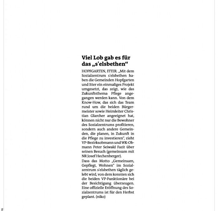 Viel Lob gab es für das „s`elsbethen
