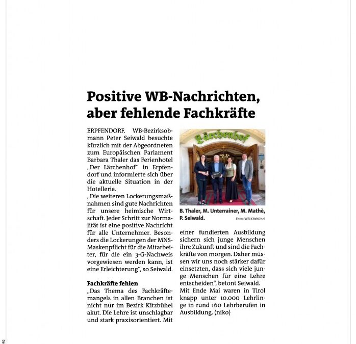 Positive WB-Nachrichten aber fehlende Fachkräfte