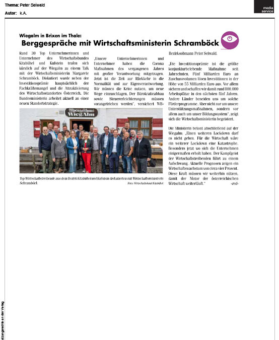 Berggespräche mit Wirtschaftsministerin Schramböck
