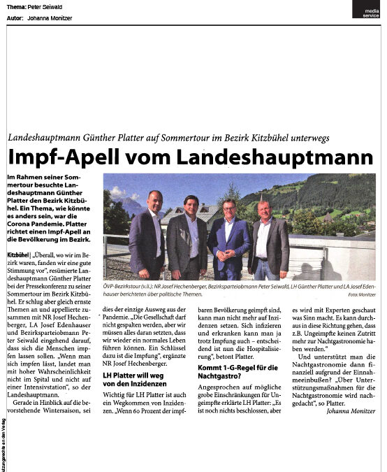 Impf-Apell vom Landeshautpmann