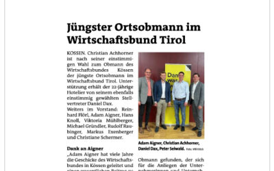 Jüngster Ortsobmann im Wirtschaftsbund Tirol