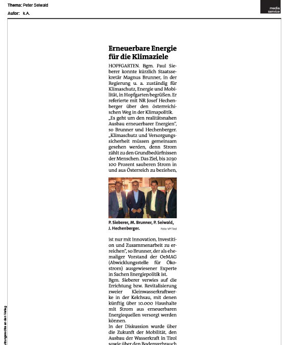 Erneuerbare Energie für die Klimaziele