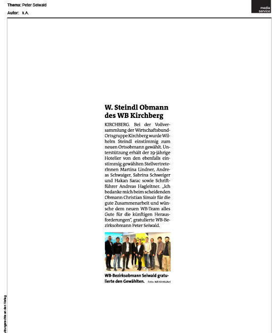 W. Steindl Obmann des WB Kirchberg