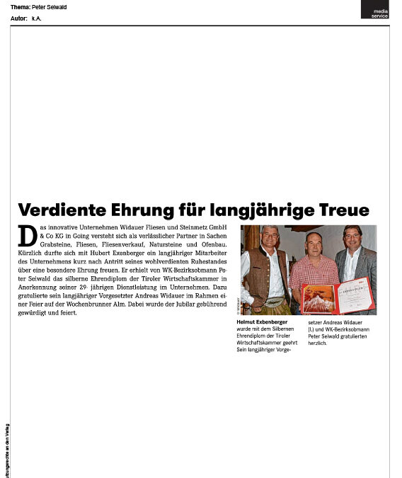 Verdiente Ehrung für langjährige Treue
