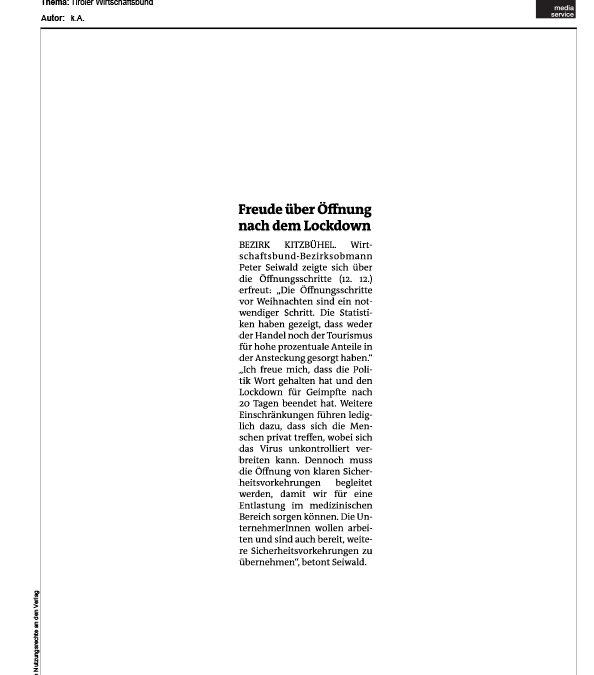 Freude über Öffnung nach dem Lockdown