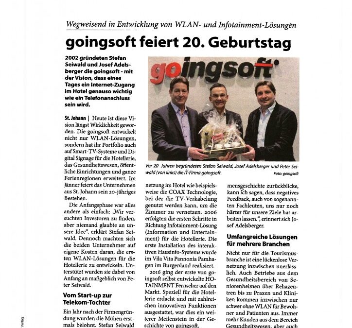 goingsoft feiert 20. Geburtstag