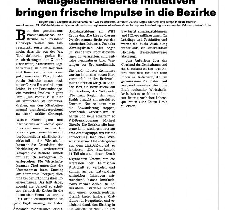 Maßgeschneiderte Initiativen bringen frische Impulse in die Bezirke