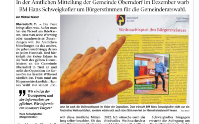 Kein Weihnachtsfriede nach der Bürgermeisterpost