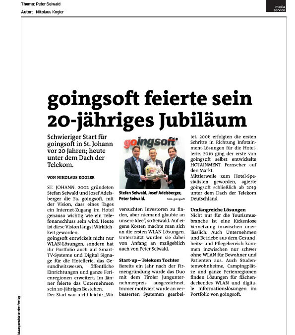 goingsoft feierte sein 20-jähriges Jubiläum