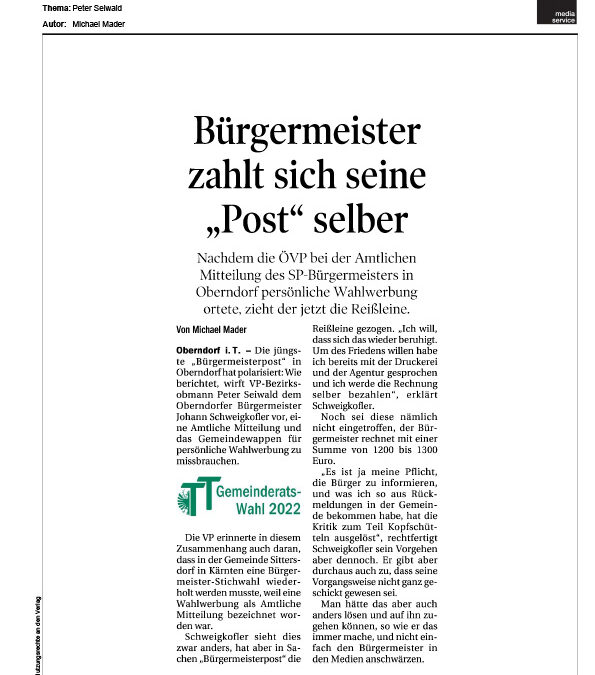 Bürgermeister zahlt sich seine „Post“ selber