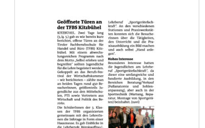 Geöffnete Türen an der TFBS Kitzbühel