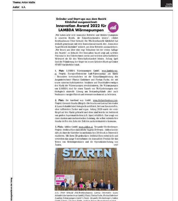 Innovation Award 2022 für LAMBDA Wärmepumpen