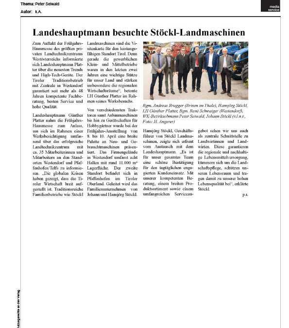 Landeshauptmann besuchte Stöckl-Landmaschinen