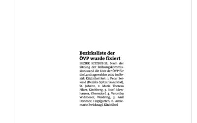 Bezirksliste der ÖVP wurde fixiert
