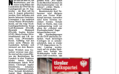 Vertraute Gesichter auf VP-Landesliste