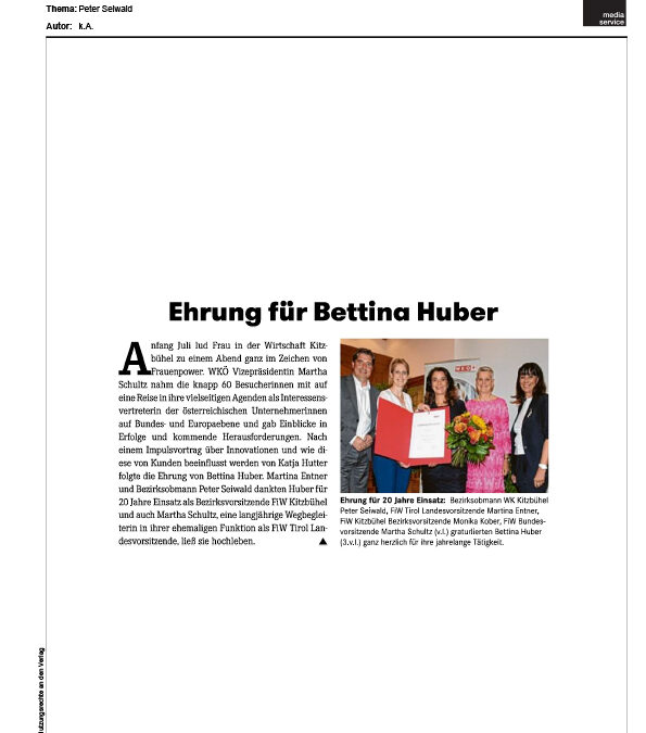 Ehrung für Bettina Huber