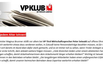VP LA Seiwald: Leistung muss sich in jedem Alter lohnen!