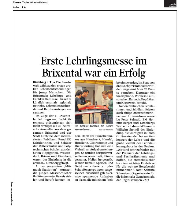 Erste Lehrlingsmesse im Brixental war ein Erfolg
