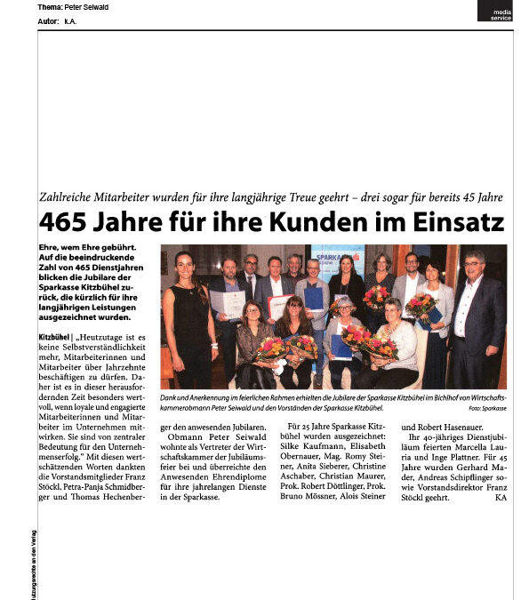 465 Jahre für ihre Kunden im Einsatz