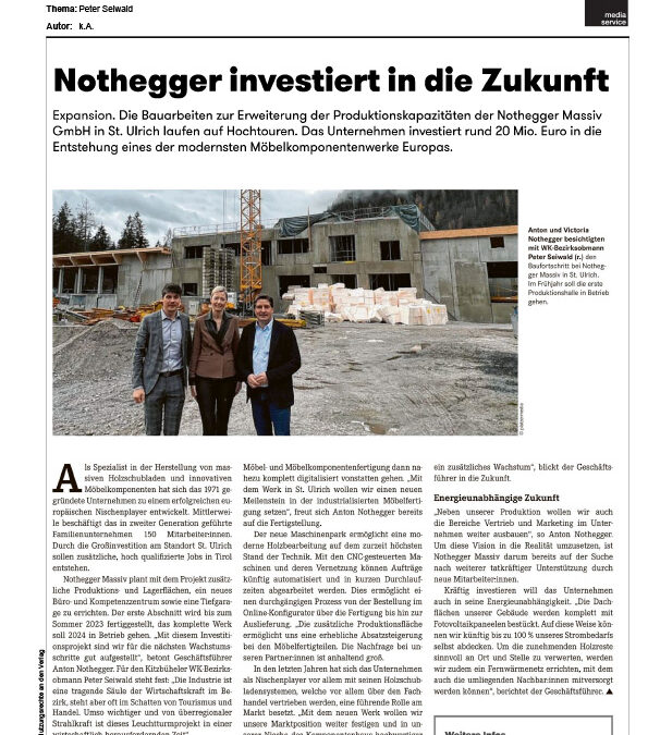 Nothegger investiert in die Zukunft