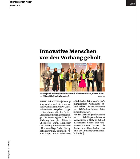 Innovative Menschen vor den Vorhang geholt