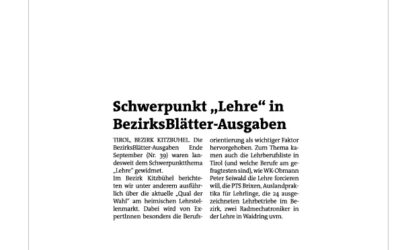 Schwerpunkt „Lehre“ in BezirksBlätter-Ausgaben