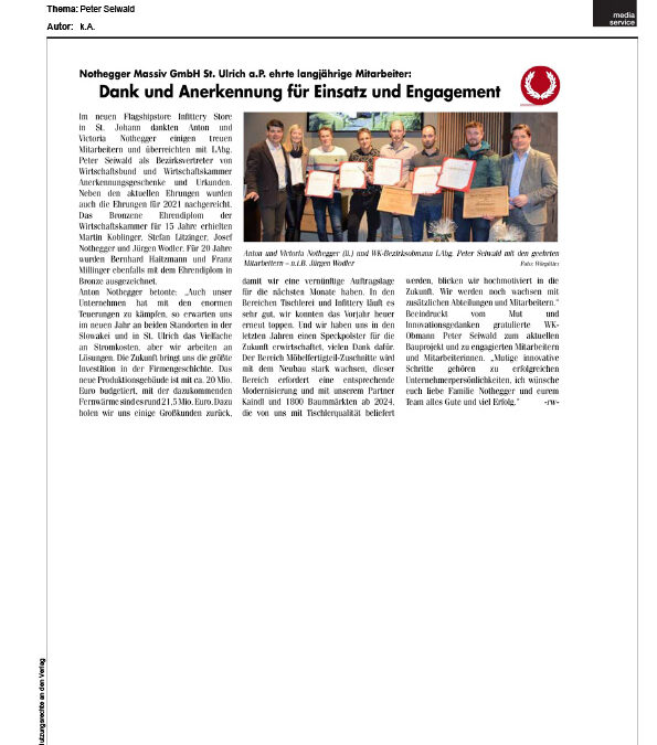 Dank und Anerkennung für Einsatz und Engagement