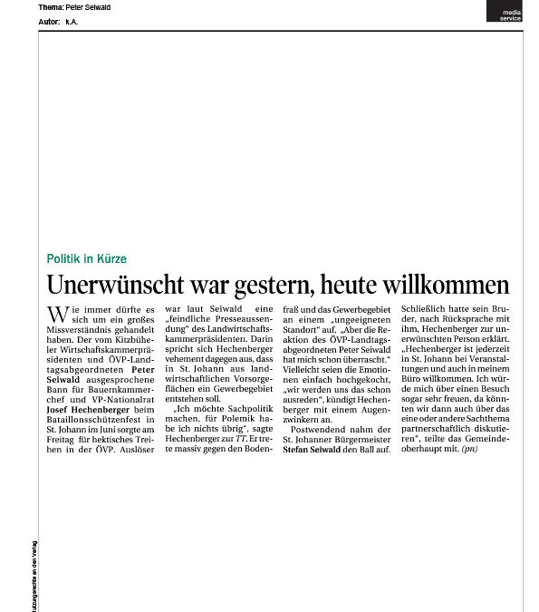 Unerwünscht war gestern, heute willkommen
