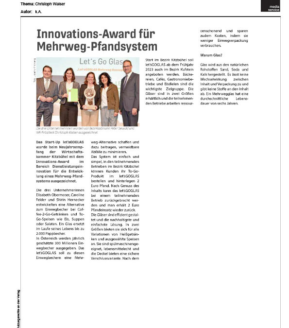 Innovations-Award für Mehrweg Pfandsystem
