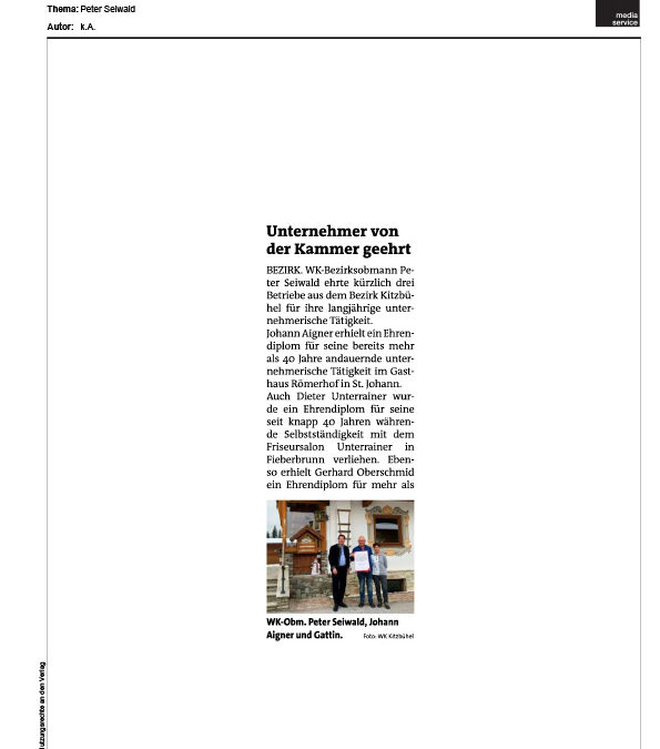 Unternehmer von der Kammer geehrt