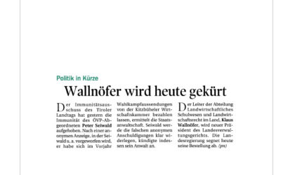 Wallnöfer wird heute gekürt