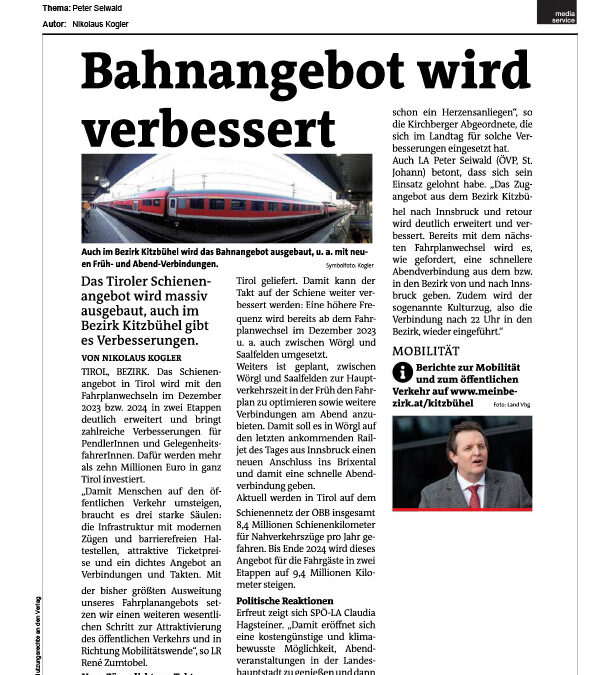 Bahnangebot wird verbessert