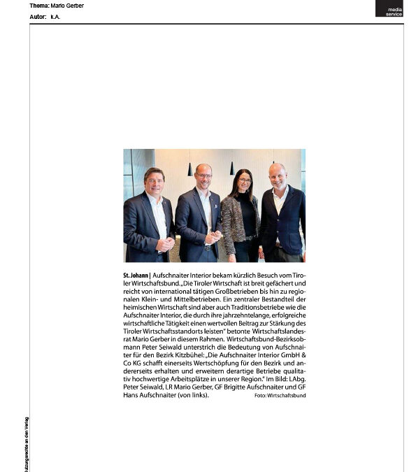 Tiroler Wirtschaftsbund besucht Aufschnaiter Interior