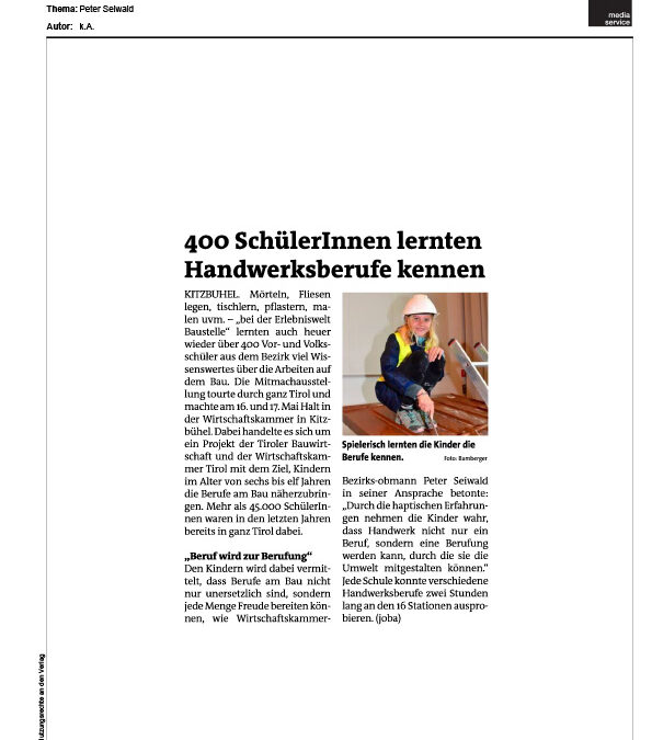 400 SchülerInnen lernten Handwerksberufe kennen