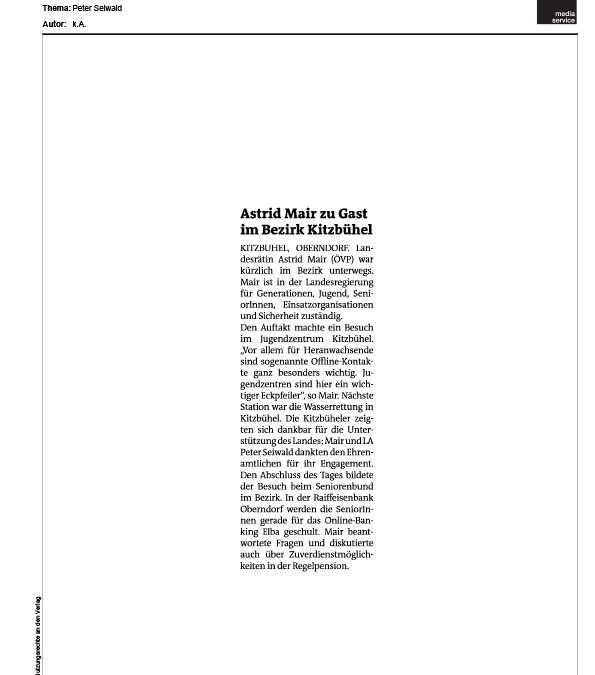 Astrid Mair zu Gast im Bezirk Kitzbühel