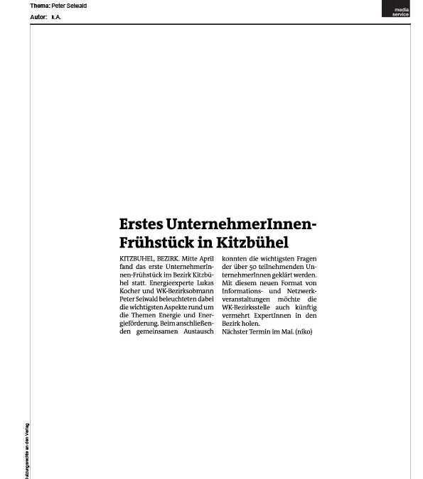 Erstes UnternehmerInnen Frühstück in Kitzbühel