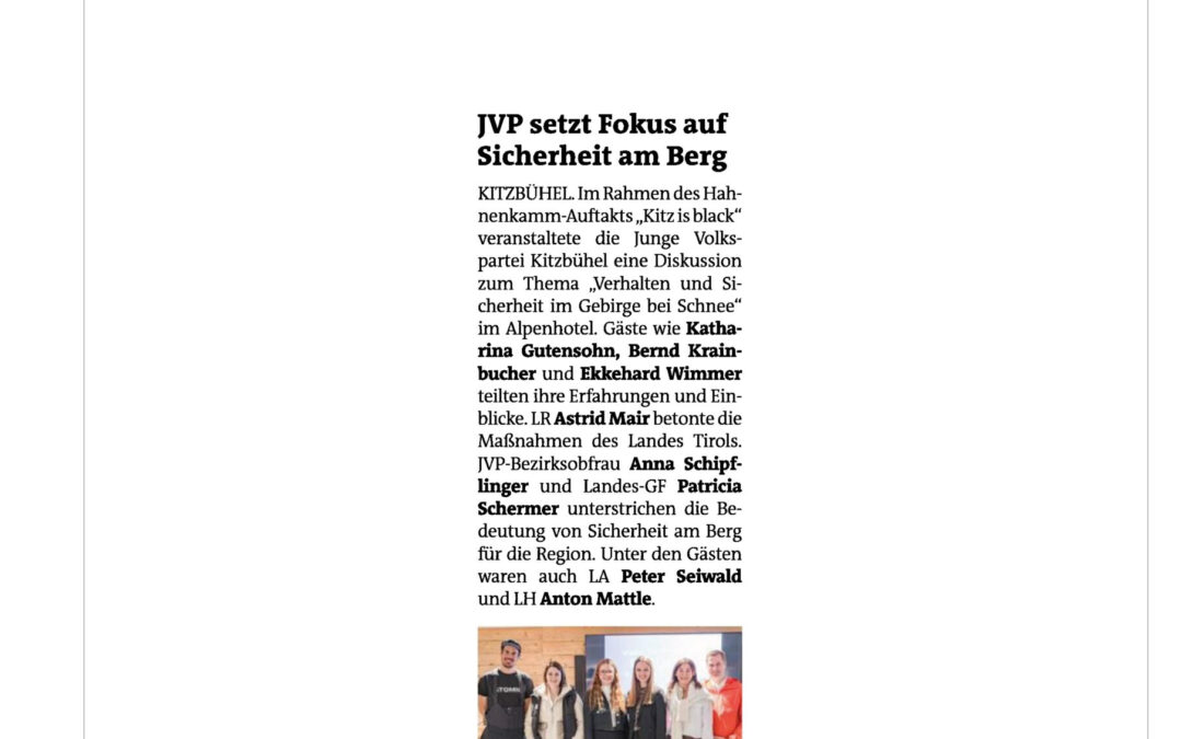 JVP setzt Fokus auf Sicherheit am Berg