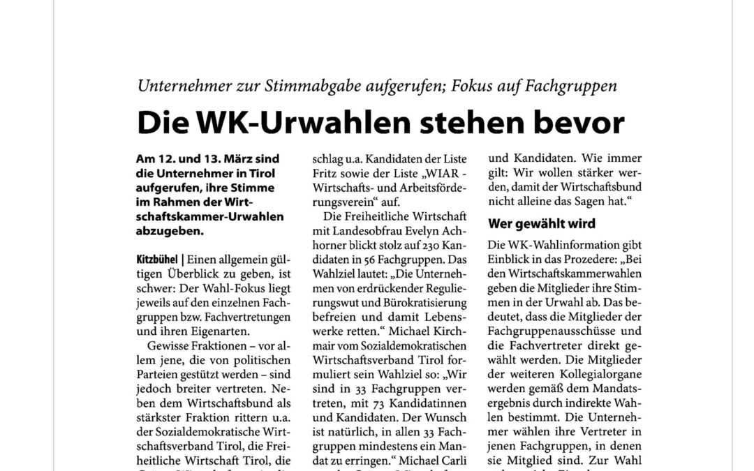 Die WK-Urwahlen stehen bevor