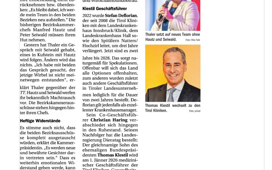Thaler bleibt dabei und setzt Obleute vor die Tür